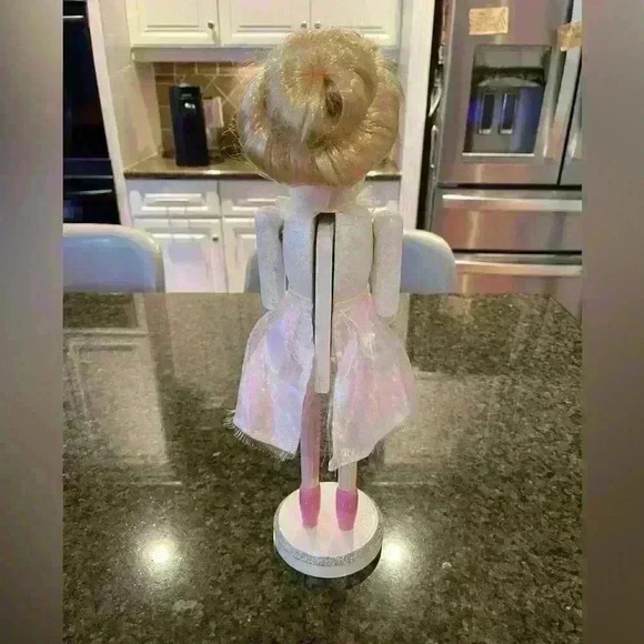 Wooden nutcracker ballerina pink white clothing blond hair tiara 14.5 inches - Picture 6 of 10